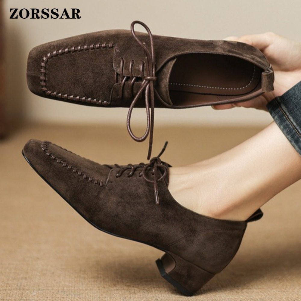 Leather Work Oxfords - Scarpe Oxford da Donna in Camoscio