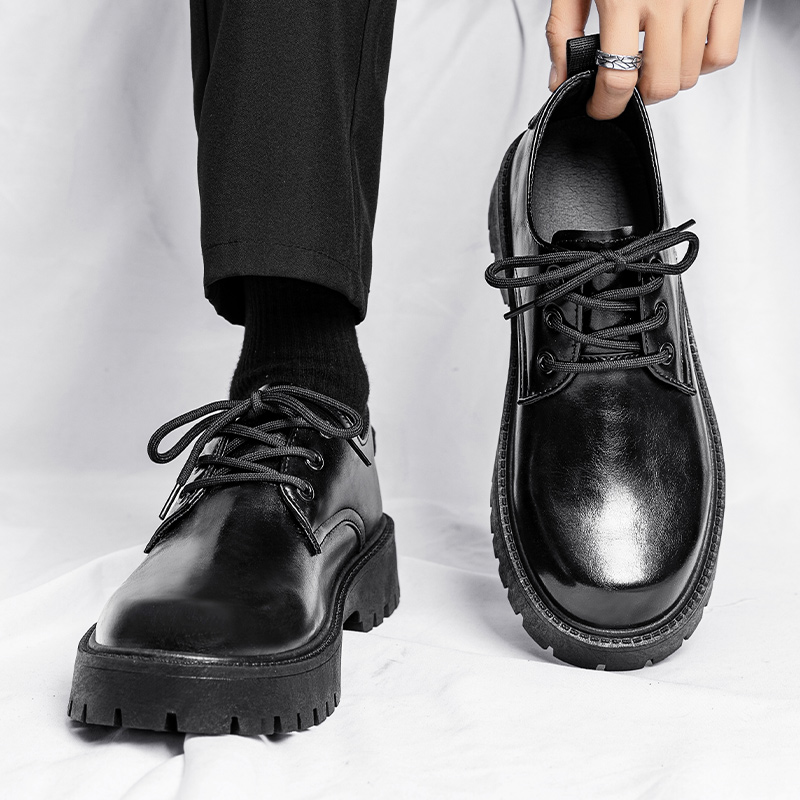 Leather Work Oxfords - Scarpe casual in pelle da uomo,