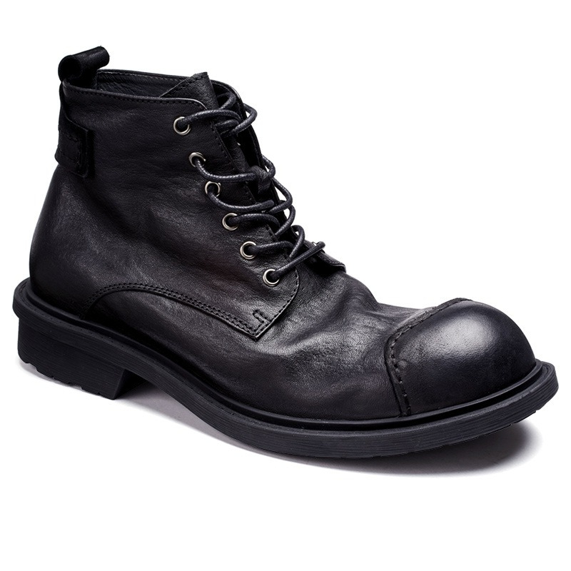 Leather Work Oxfords - Stivali da lavoro retrò da uomo
