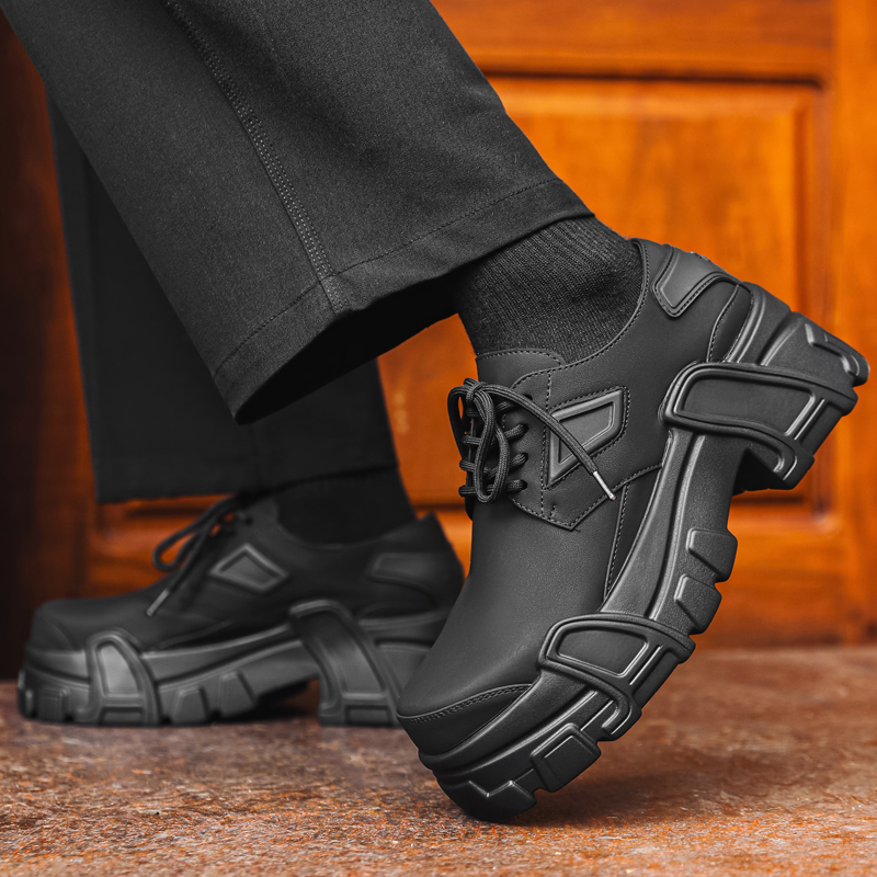 Leather Work Oxfords - Scarpe da uomo con plateau in